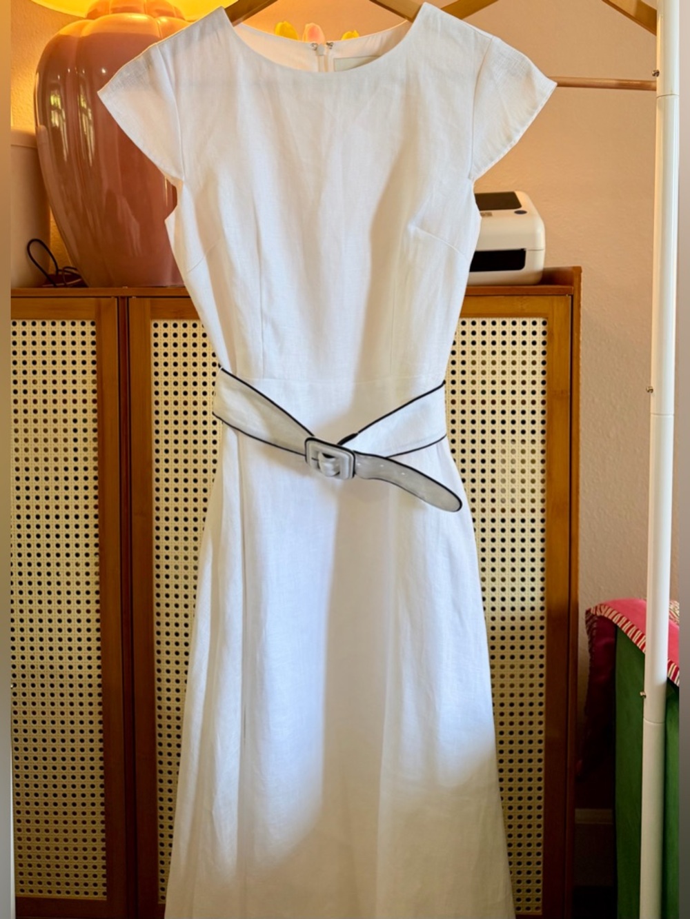 Reformation Felipe Belted Linen Dress In White, NWOT, never worn, no flaws. - Picture 16 of 16